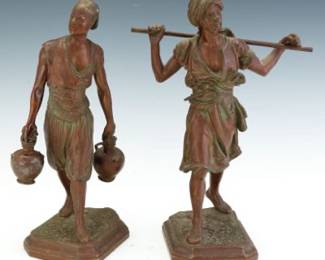 Pair of Orientalism Period Spelter Sculptures, ca. 1920s