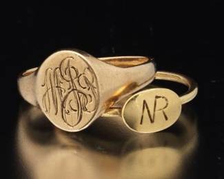 Two Antique Gold Pinkie Rings 
