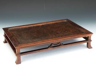 Chinese Antique Rosewood and Burl Wood Tea Serving Table 
