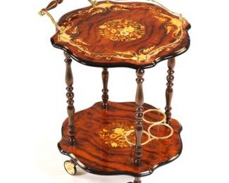 Italian Marquetry Bar Cart, Mid20th Century 