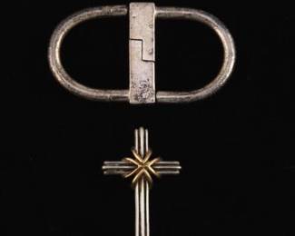 Tiffany  Co. Vintage Sterling Silver and Gold Cross and Keychain 