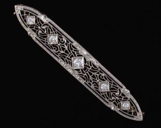 14K and Platinum Circa 1915 Diamond Brooch