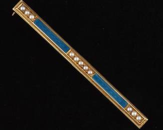 Edwardian Enamel and Seed Pearls Pin