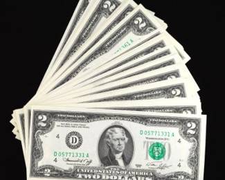 Fifty Uncirculated Consecutive Numbered 1976 Series $2 Bills