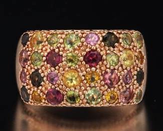 Ladies Vermeil Gold Sterling Silver and Multicolour Tourmaline Ring 