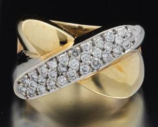 14K Yellow Gold and Diamond Kisses Ring