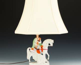 Staffordshire Equestrian Figure Lamp