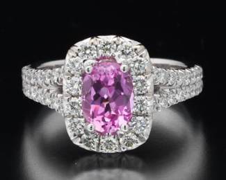 18K White Gold Sapphire and Diamond Ring