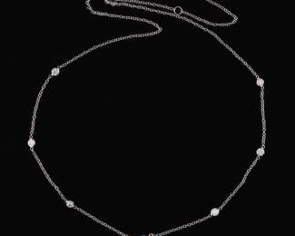 14K White Gold Diamond Necklace