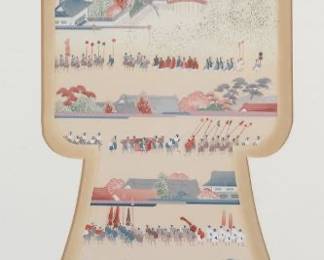 Japanese Framed Hand Painted Imperial Procession, Kimono Shape