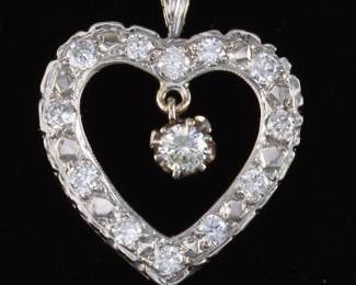 14K White Gold Diamond Heart 