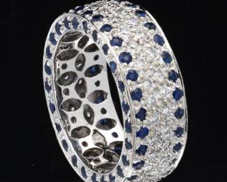 White Gold Sapphire and Diamond band
