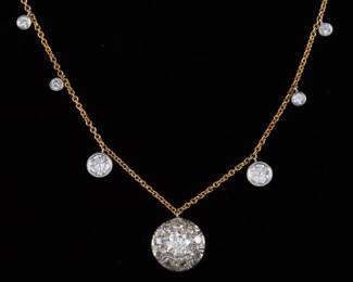 14K Yellow Gold Diamond and Platinum Choker