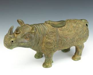 Chinese Bronze Rhinoceros Vessel 