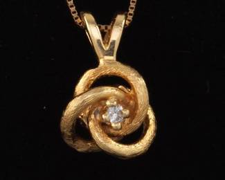 Ladies Gold and Diamond Pendant on Italian Chain 