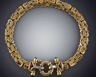 14K Yellow Gold Byzantine Link Bracelet 