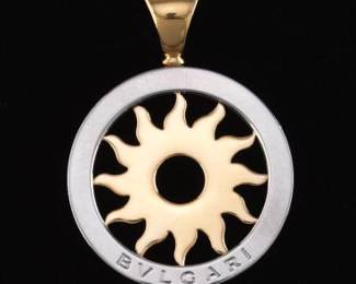 BVLGARI 18K Gold and Steel Tondo Sun Pendant 