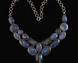 Ladies Impressive Sterling Silver and Labradorite Adjustable Necklace