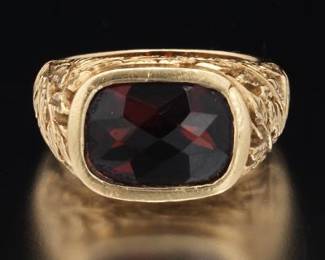 14K Yellow Gold and Garnet Ring