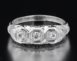 14K White Gold 1930s Filigree Ring 