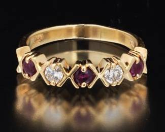 Ladies Gold, Ruby and Diamond Ring 