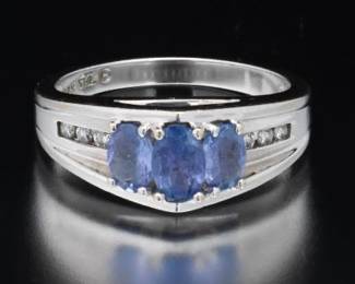 14K White Gold Tanzanite and Diamond Ring