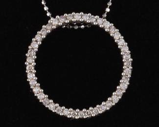 14K Diamond Circle Pendant on a Gold Chain