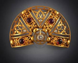 14K Contemporary Etruscan Style Brooch 