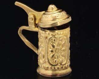 Novelty Gold Beer Stein Articulated Charm 