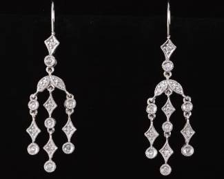 Ladies Pair of Gold and Diamond Chandelier Earrings 