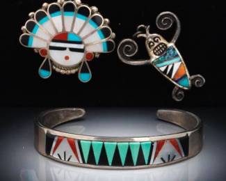Native American Zuni Sterling Silver and Gem Stones Jewellery