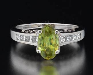 14K Sphene and Diamond Ring