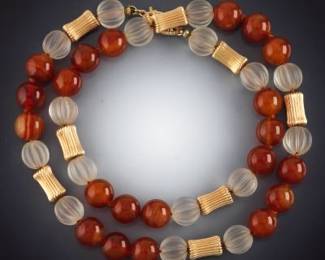 14K Crystal and Agate Bead Necklace