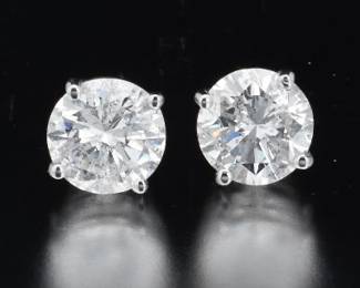 14K White Gold Diamond Stud Earrings