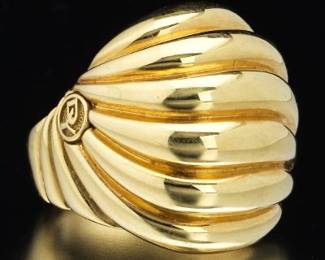 David Yurman Vintage 18K Gold Cable Dome Ring 
