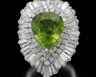GIA Certified Tourmaline and Ballerina Style Diamond Ring
