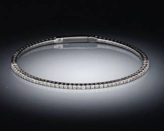14K White Gold Tension Style Diamond Bracelet