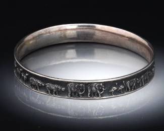 James Avery Sterling Silver  Noahs Arc Animals Bangle, in Presentation Pouch 