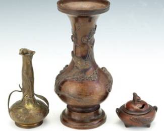 Three Japanese Bronze Vessels