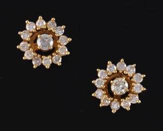 14K Yellow Gold Diamond Earrings