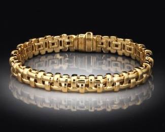 Tiffany  Co. Italian 18K Gold Basket Weave Vannerie Bracelet 