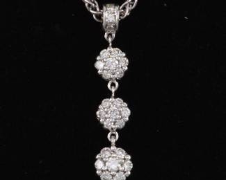 14K White Gold Diamond Pendant and Chain