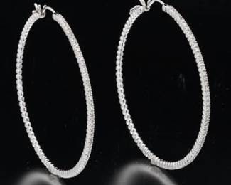 Ladies Pair of Gold and Diamond Oversized Hoops 