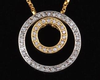 Ladies TwoTone Gold and Diamond Slider on Italian Chain