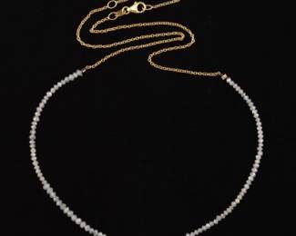 Ladies Gold and Diamond Beads Fine Necklace 