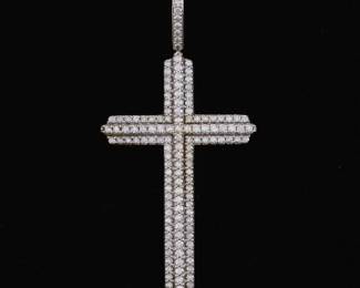 Ladies Gold and Diamond Oversized Cross Pendant 