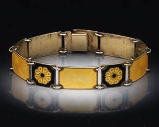 DavidAndersen Norway Gold Vermeil Sterling Silver and Guilloche Enamel Bracelet, in Presentation Pouch 