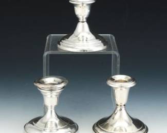 Three Sterling Weighted Candlesticks