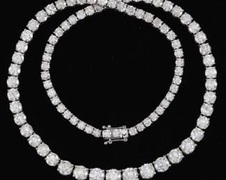 14K White Gold Rivire Diamond Necklace