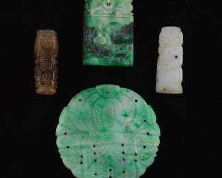 Chinese Four Jade Jadeite and Jade Nephrite Ornaments 